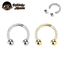 ASTM F136 Titanium Horseshoe Barbell Septum Piercing External Thread Circular Barbell Nose Hoop Tragus Daith Helix Earrings