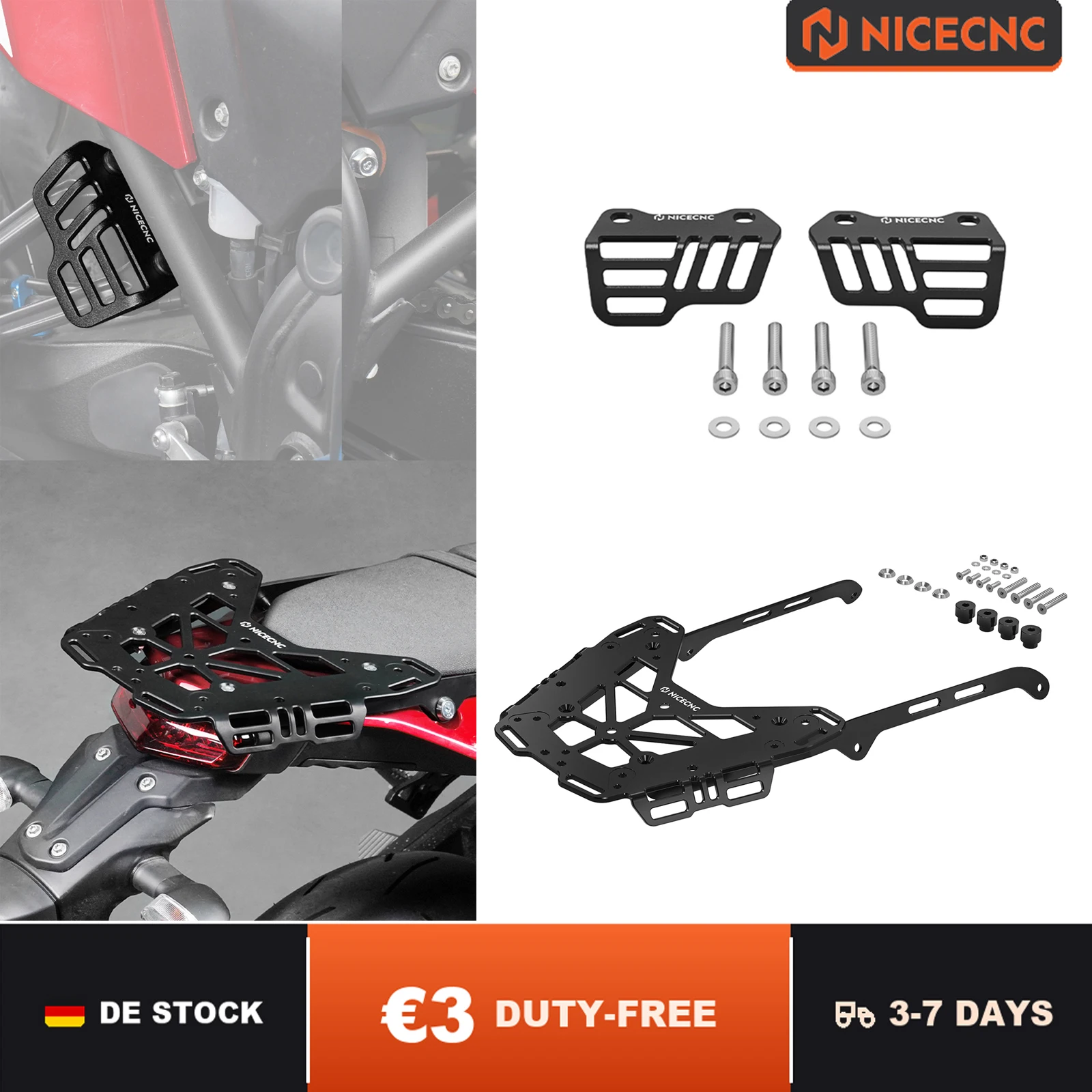 NICECNC Für Yamaha Tenere 700 /XTZ700 2019-2024 Tenere 700 2024 2023 Motorrad-Heckgepäckträger-Befestigungsbügel Für Yamaha Tenere 700 Rally Edition 2020-2024 Tenere 700 Zubehör