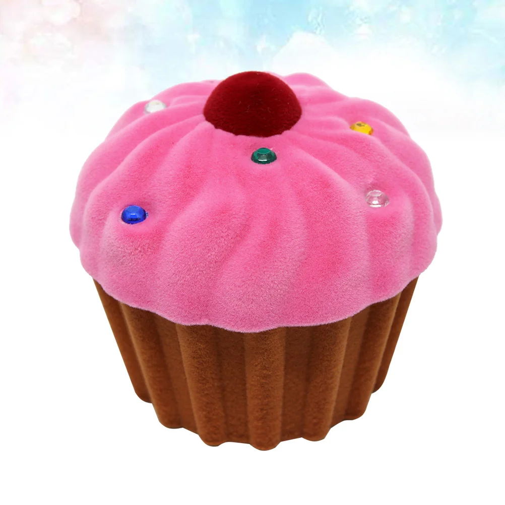 كعكة كأس شكل صندوق خاتم القهوة الوردي لقلادة القرط مجوهرات تخزين هدية منظم حلية صغيرة عرض المجوهرات