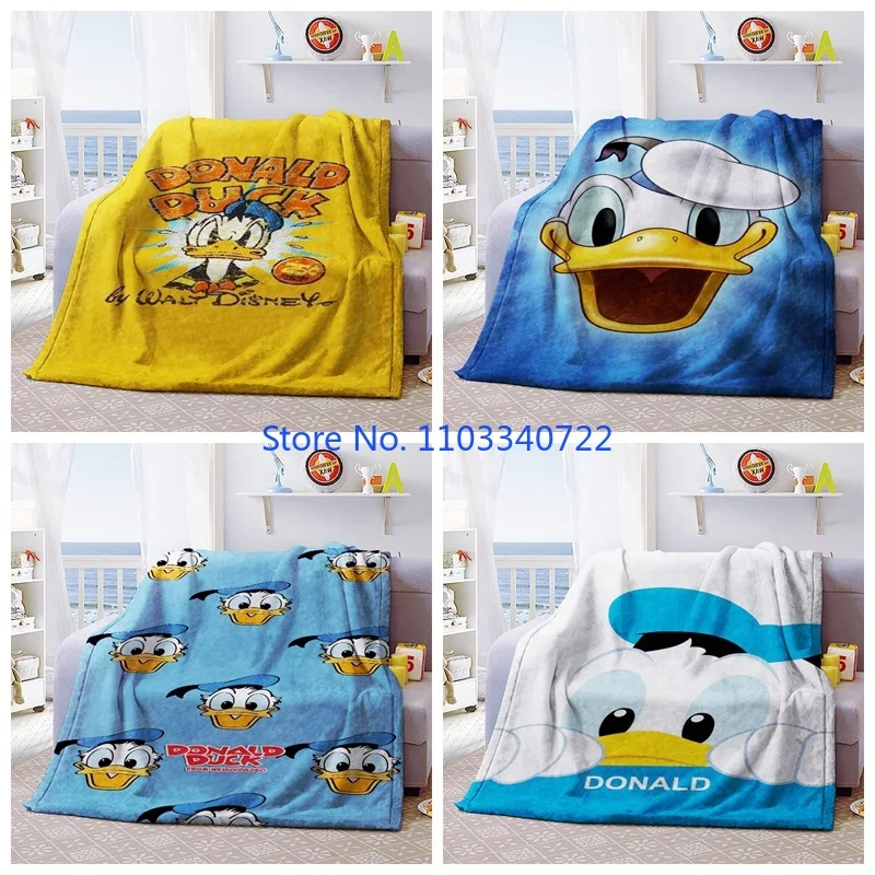 Anime Custom Surprise Donald Duck Flannel Blanket Throw Office Thick Nap Blanket Warm Home Sofa Decor Unisex Kids Boy Girl Gift