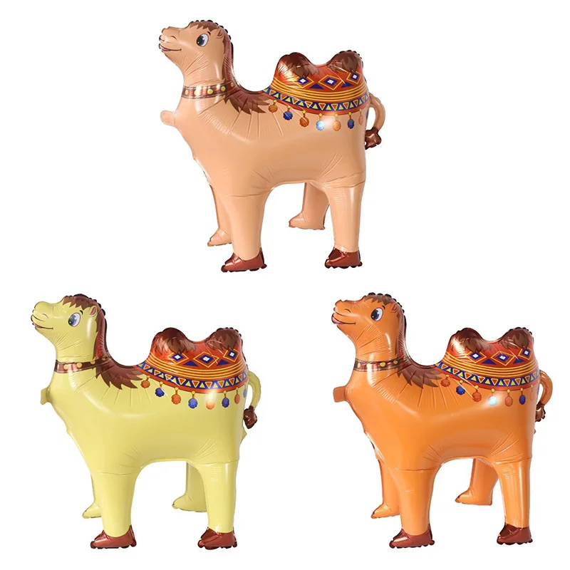 3pcs 4D Walking Alpaca Camel Foil Balloons Jungle Animal Balloons Desert Camel Theme Birthday Party Decorations Home Decors Toys
