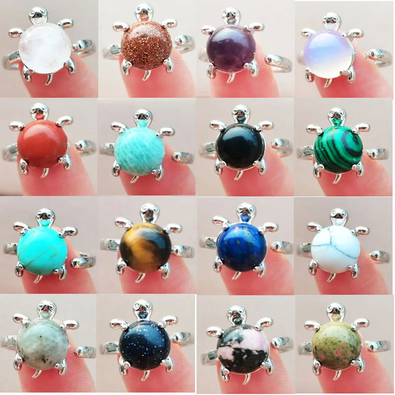 אופל מלכיט גולדסטון האווילט לפיס לזולי לברדורייט אופל עין נמר צב צב אמנות חרוז טבעת WB1133