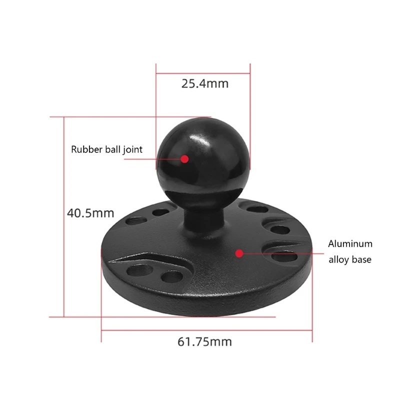 Adattatore per montaggio a da 1 pollice, base montaggio rotonda, costruzione in alluminio, in gomma