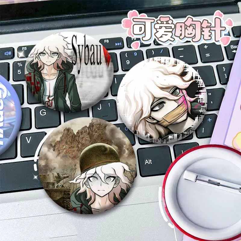 Nagito Komaeda Coin Brooch Anime Game Figure Button Pins Cartoon Role Playing Brooch on Bag Clothes Shoes Jewelry Ornament Gifts