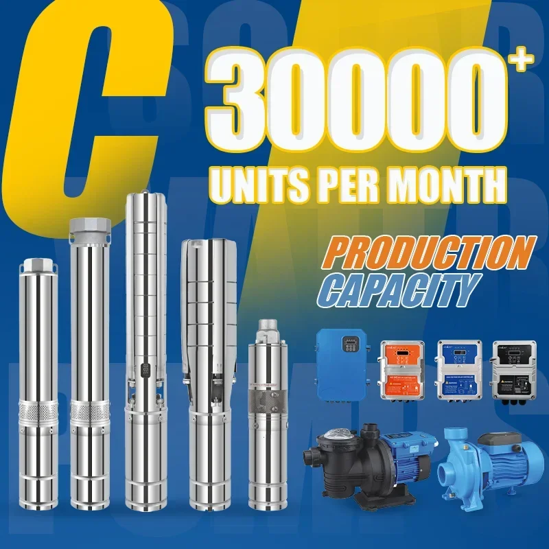 ปั๊มน้ำเกษตรขนาดใหญ่ 6 นิ้ว 130 ลูกบาศก์เมตร/ชั่วโมง ระยะส่ง 120 เมตร ปั๊มน้ำแบบไฮบริดพลังงานแสงอาทิตย์แบบจุ่มใต้น้ำ