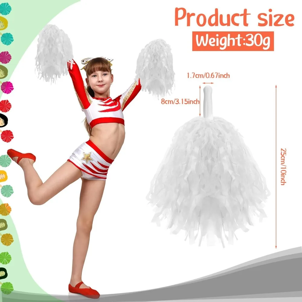 80 Pieces Cheerleading Pompoms, Sports Dance Cheer Pompoms, Cheerleading Pom Poms for Kids Party Adult Cheerleaders