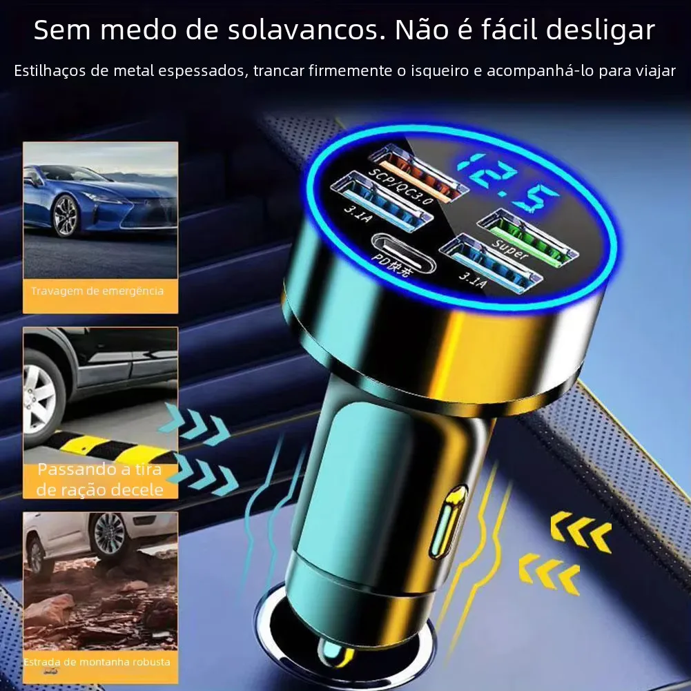 PD + QC 3.0 شحن سريع شاحن هاتف السيارة محول 4 منافذ USB شاحن سيارة نوع C PD35W شحن سريع 3.0 شاحن سيارة #5