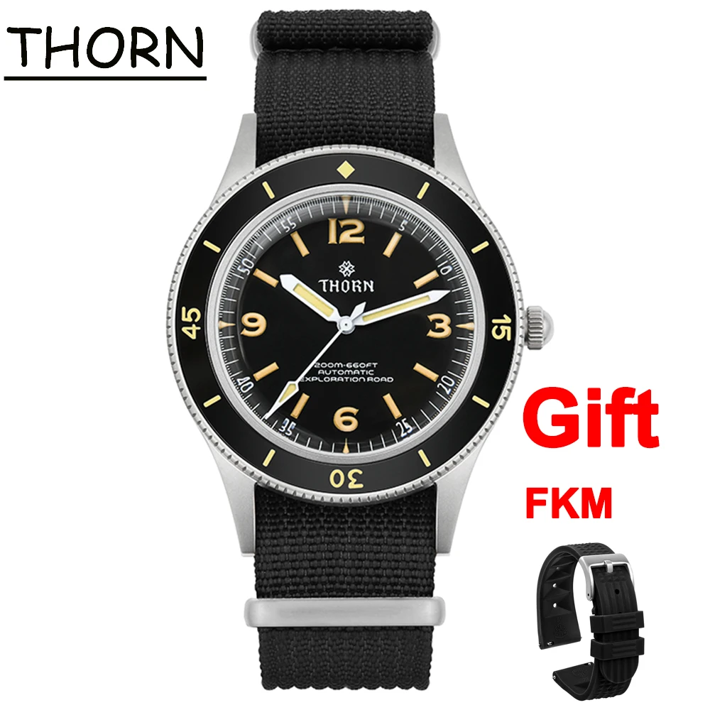 

Thorn 50-Fathoms Watch Vintage NH35 Automatic Movement Mechanical Dive Watches K9 Mineral Crystal 200M Watchproof watch reloj