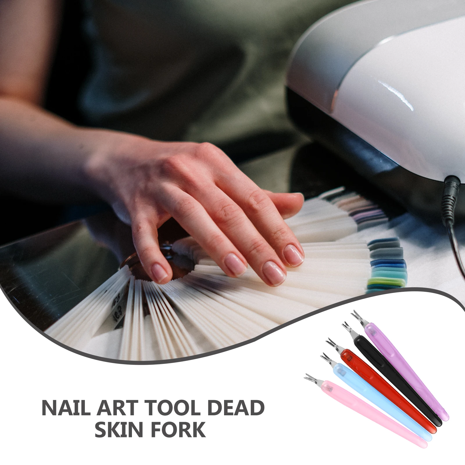 Fourchette pour peau morte, outil en acier inoxydable, bord en forme de U, facile à utiliser, dissolvant de cuticules pour Nail Art, manucure et pédicure, 50 pièces