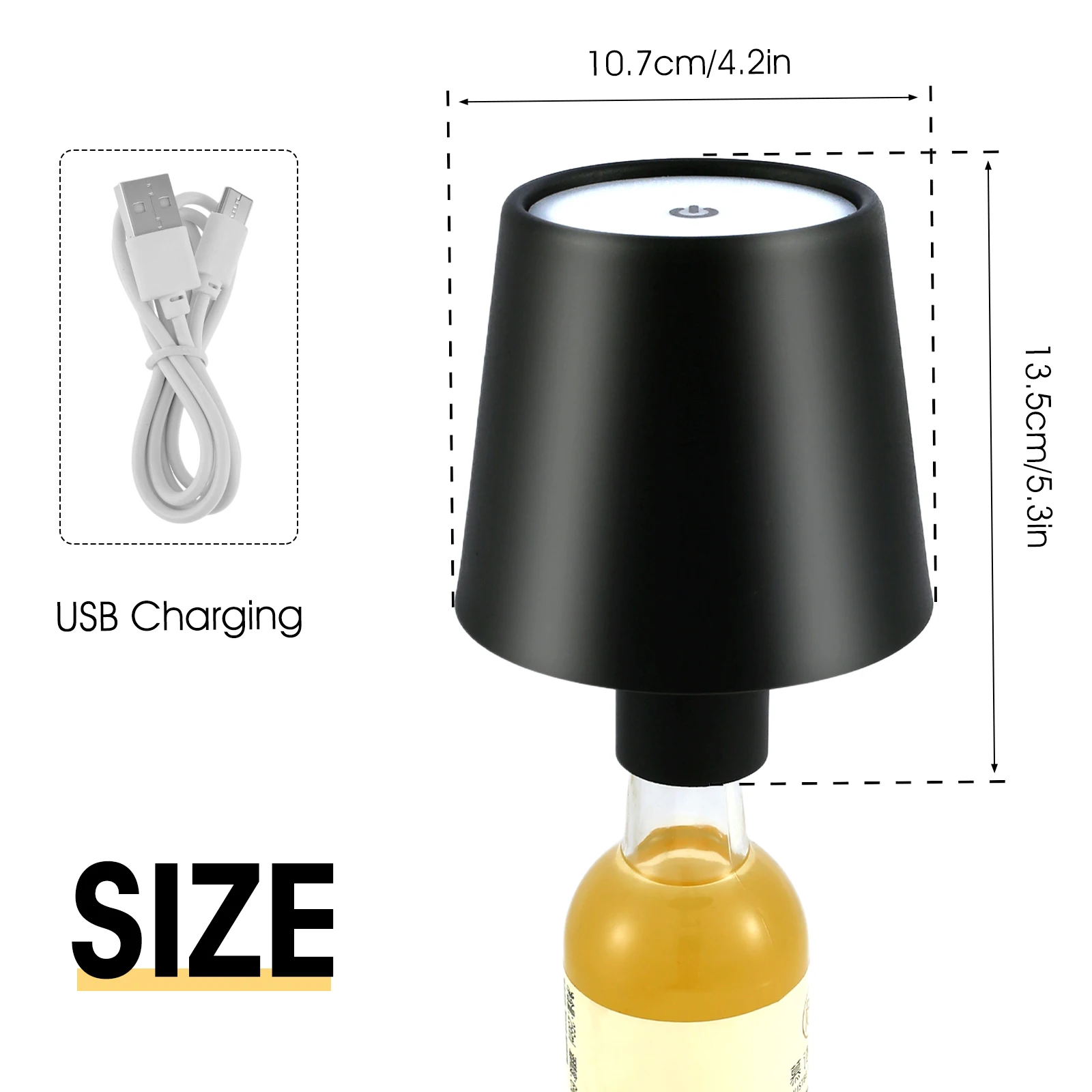 LED Wine Bottle Lamp 3 Colors Dimmable Wine Bottle Light Touch Control Cordless Table Lamp 4000mAh USB Rechargeable Table Light