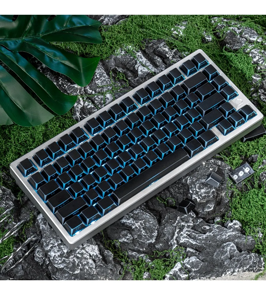 Keycaps customized magnetic pivot PBT dual-color injection molding original 75/87 black folding 3.0 angular translucent