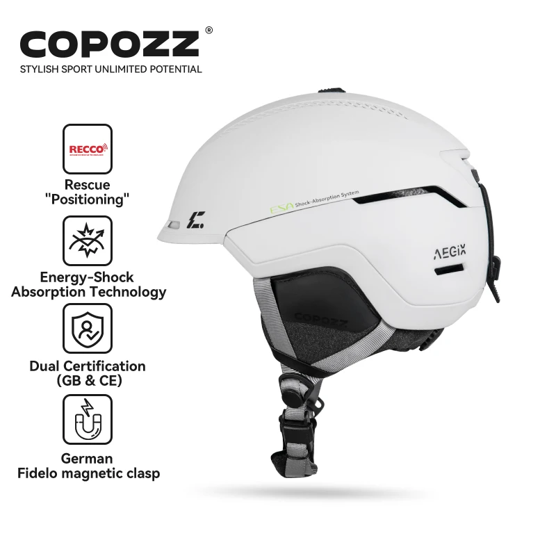 หมวกกันน็อคสกีสำหรับผู้ใหญ่ COPOZZ สำหรับฤดูหนาว ป้องกันการกระแทก ระบบช่วยเหลือตำแหน่ง REECCO ระบายอากาศได้ดี สำหรับผู้หญิงและผู้ชาย หมวกนิรภัยสำหรับเล่นสกี