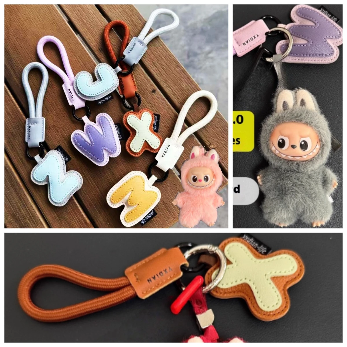

4.0 Labubu Accessories Cortex Letter Lanyard Fashion Item for 10-15cm Doll Keychain Bag Pendant (without Star String)