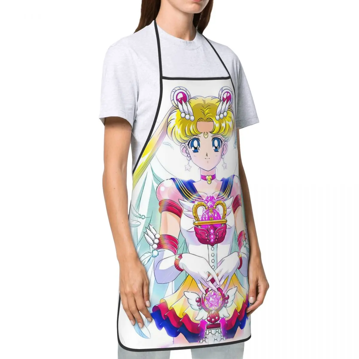 Unisex Anime Usagi Sailors Moon Apron Kitchen Chef Cooking Baking Bib Women Men Tablier Cuisine for Painting