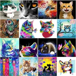 SDOYUNO Diy Pictures By Numbers Kits For Adults Handpainted Cat With Butterfly Oil Painting By Number Animal Mordern Home Wall D