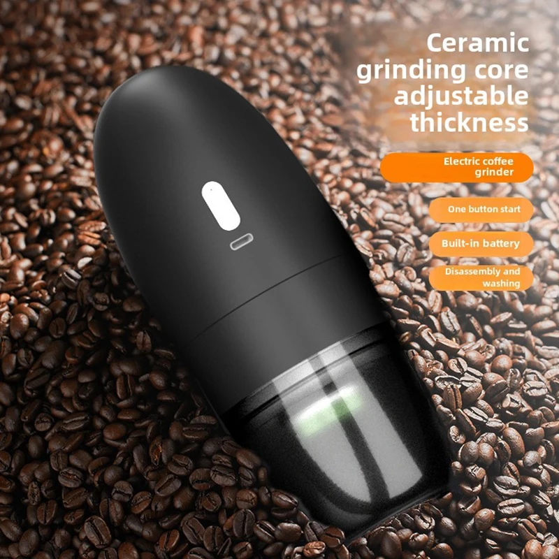 2024 New Portable Coffee Bean Grinder One-button Activation Strong Power Can Adjustable Powder Size Household Small Coffee Maker