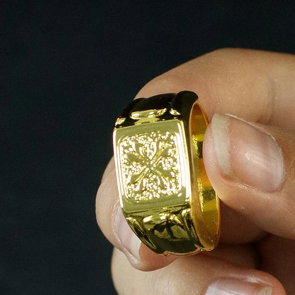 Jogo delta force anel cosplay moda anéis dourados metal hip hop anel de dedo adulto unisex festa adereços um tamanho