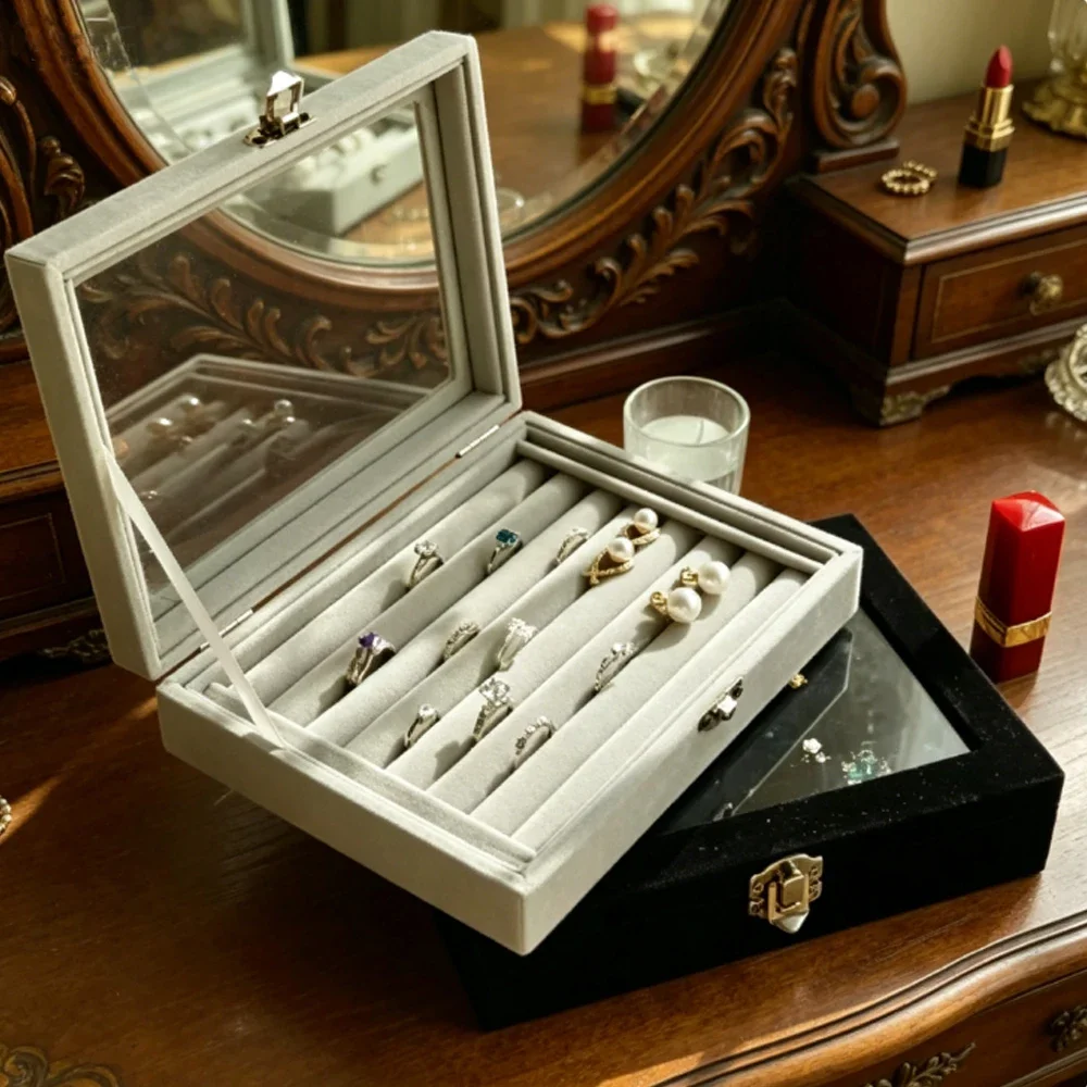 Velvet Rrings Box Jewelry Display Casket Storage Organizer Ring Earrings Box Case Jewelry Box