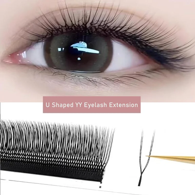 0.07 U字型YYつけまつげ束 フェザー既製完成まつげクラスターファンつけまつげ 女性用コスプレメイクアップツール