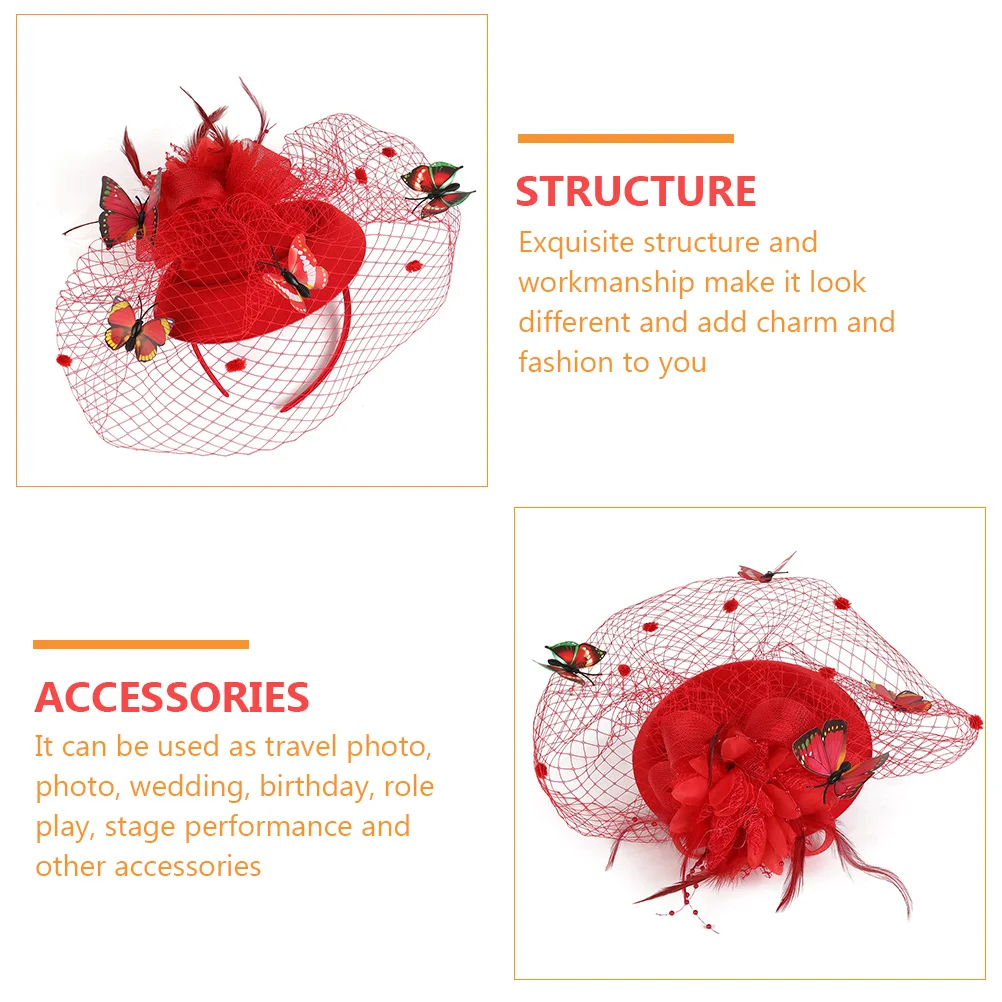 

Wedding Headband Fascinator for Women Gauze Hat Charm Headbands Tea Party Headwear Miss