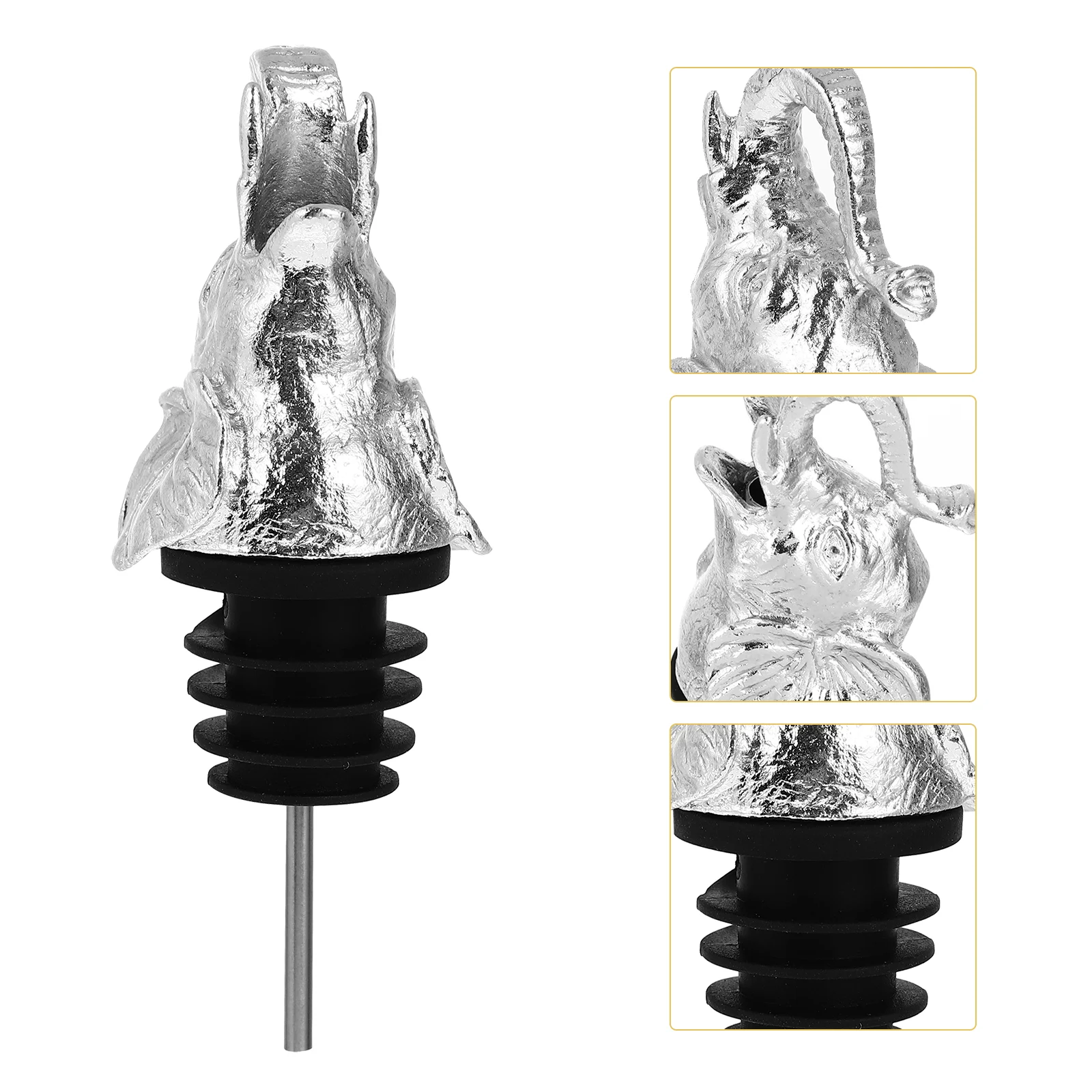 

Elephant Head Shaped Pourer Stoppers Creative Bottle Caps Beverage Bottle Stopper for Home Party (Silver)