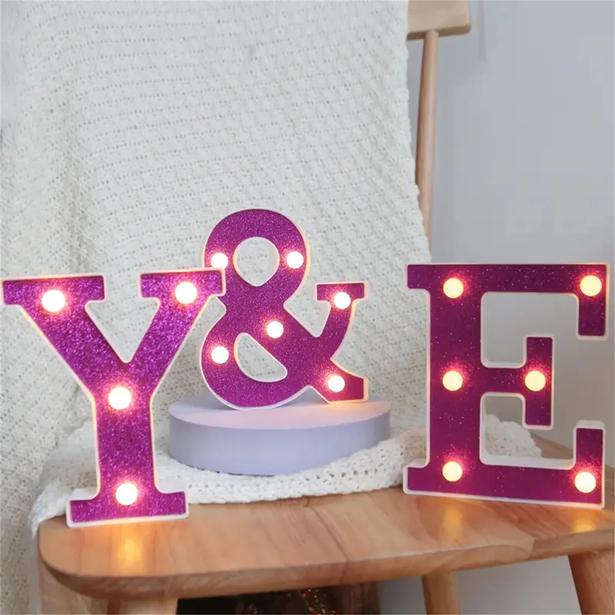 1pc Purple Led Letter Light Letter Shaped Decorative Light For Outdoor Camping Wedding Birthday Party Valentine\'s Day Decoration