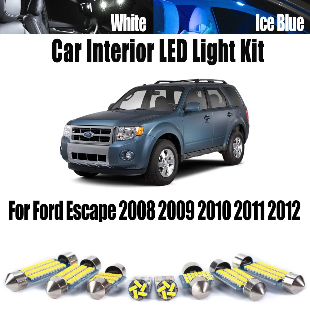 

13 шт. светодиодный внутренний потолочный светильник с картой купола багажника, номерного знака, комплект освещения для Ford Escape 2008 2009 2010 2011 2012, автомобильные аксессуары