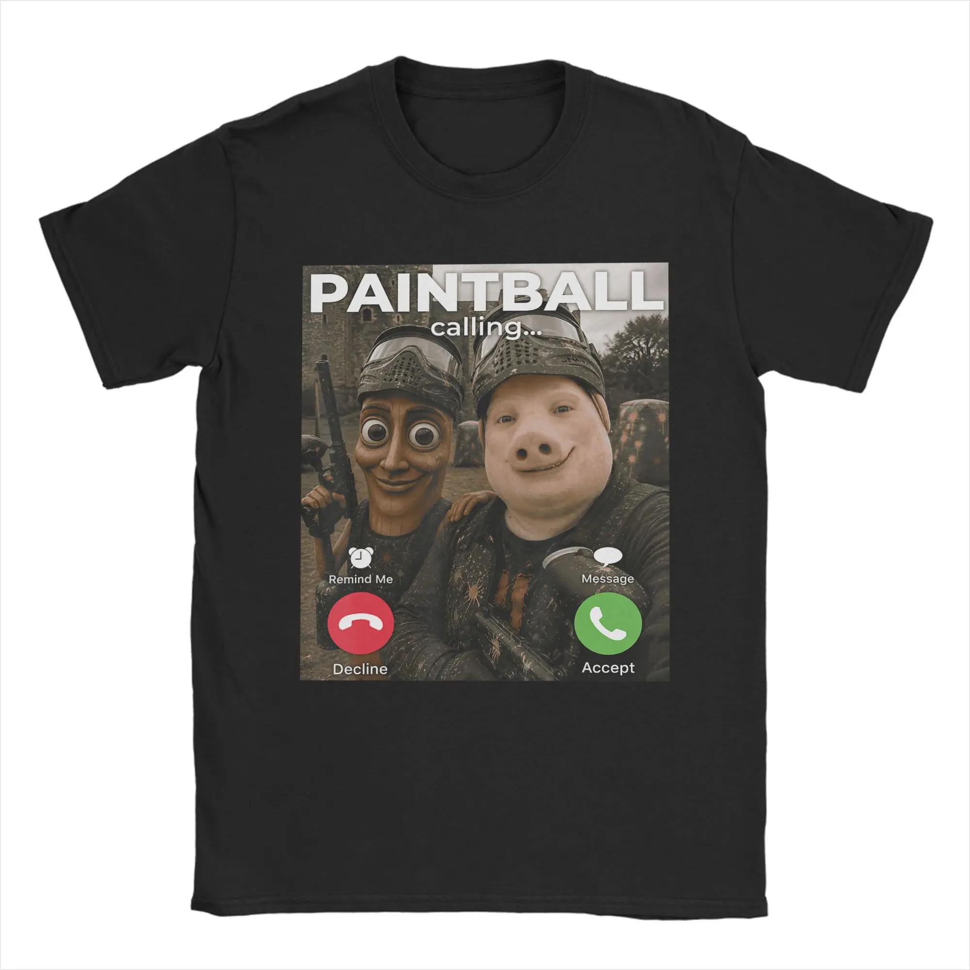 Tung Sahur Paintball Calling Meme John Pork Brainrot Buddy Cotton T-Shirt Men Summer Vintage T Shirts O-Neck Harajuku Tee Shirt