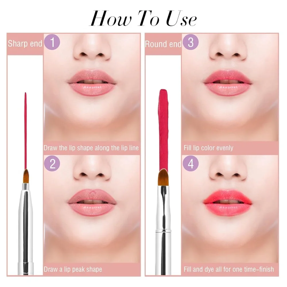 Confezione da 2 pennelli per labbra retrattili per rossetto Lucidalabbra Pennelli per trucco labbra a doppia estremità con cappuccio Pennello per rossetto Applicatore per balsamo per labbra