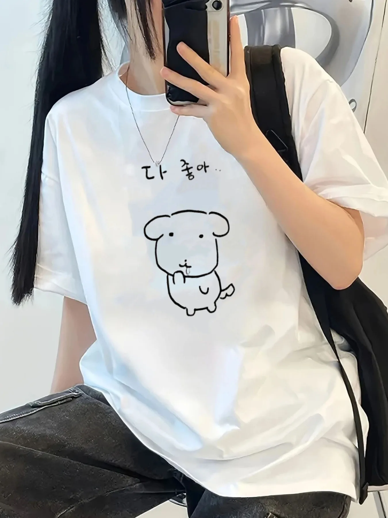 Damen-T-Shirt mit Rundhalsausschnitt und kurzen Ärmeln, kompatibel mit Blusen, geeignet für Frühling/Sommer, Freizeitkleidung, ästhetische Kleidung