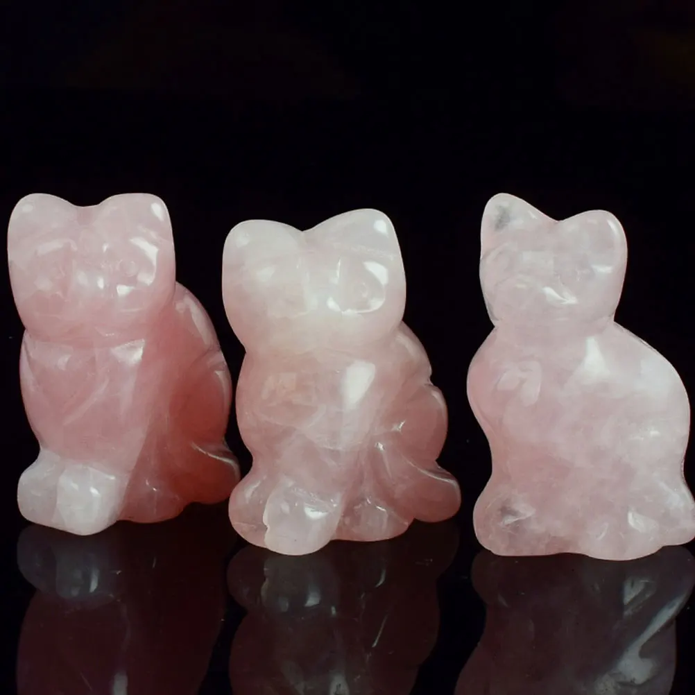 

Cat 1.5 Inch Pink Small Animal Jade Craft Ornament For Home Office Desktop Decor Craft Sculpture