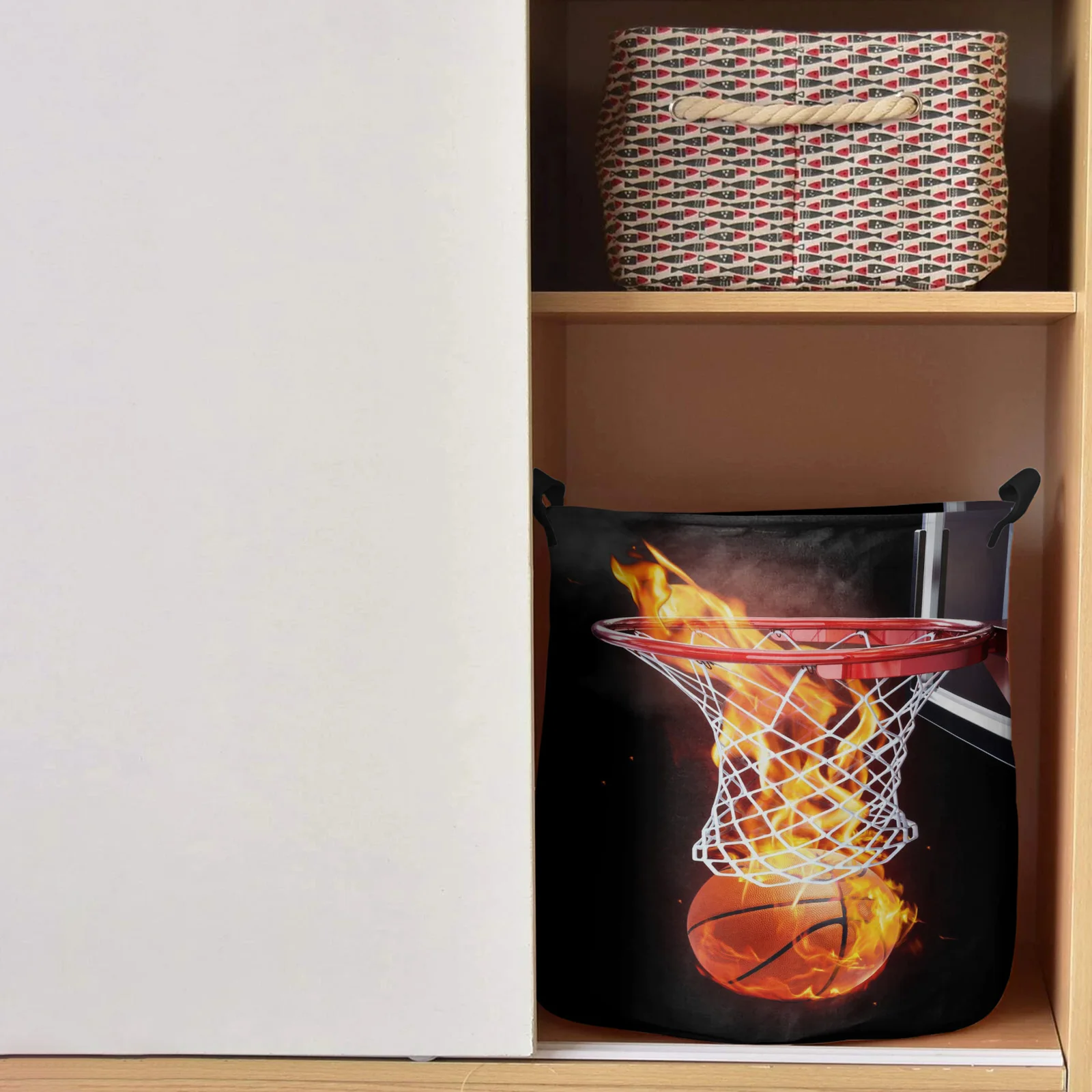 Flame Basketball Ball Box Dirty Laundry Basket Foldable Waterproof Home Organizer Basket Clothing Children Toy Storage Basket