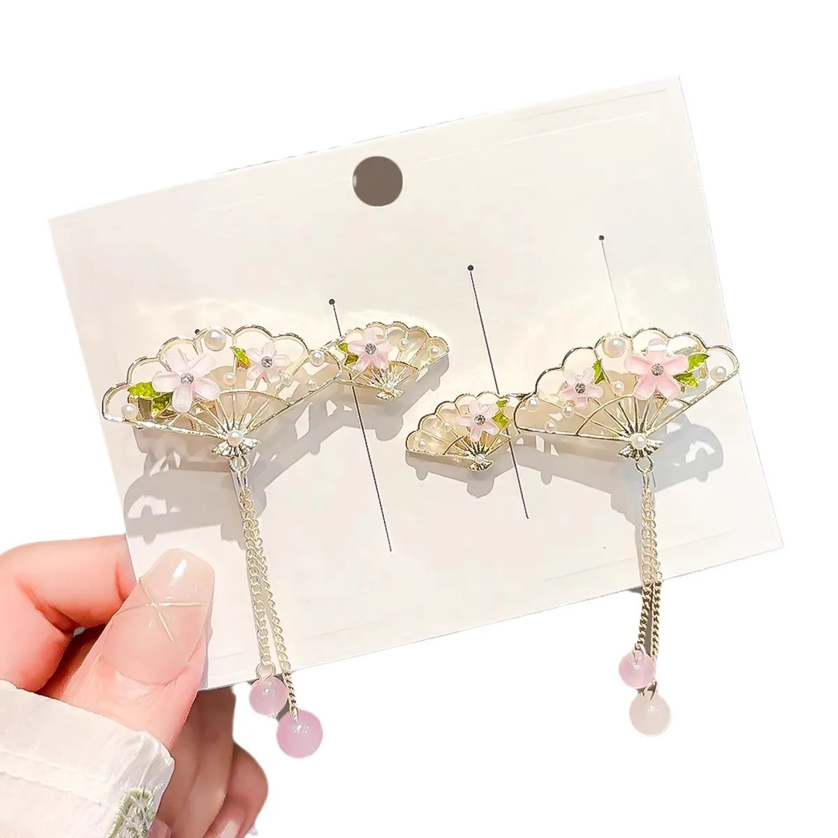 1 Paar Vintage-Haarspangen, trendige handgefertigte Haarnadeln mit Blumenquasten, Hanfu-Kleid, exquisite Kopfbedeckungen, eleganter Schmuck, Haar-Accessoires – Detail 9