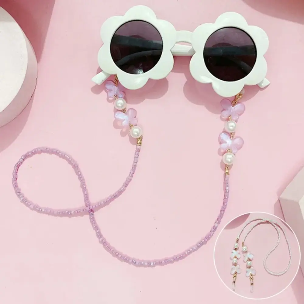 

Adjustable Sunglasses Lanyard Strap Anti-slip Reading Glasses Butterfly Pearl Hanging Rope Trendy Accessories