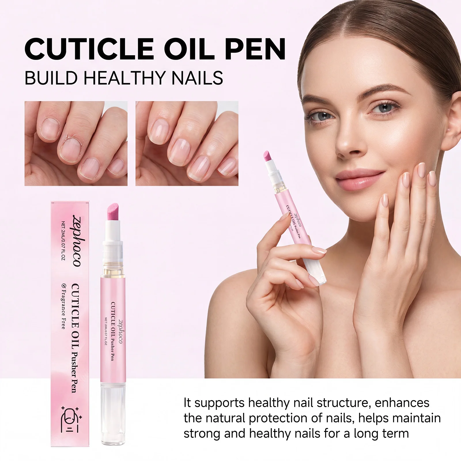 Cuticle Oil Pusher Pen Fragrance Free Sponge Tip Softens Dry Cuticles Hangnail Repair Nail Nourishing Nail Care view 3