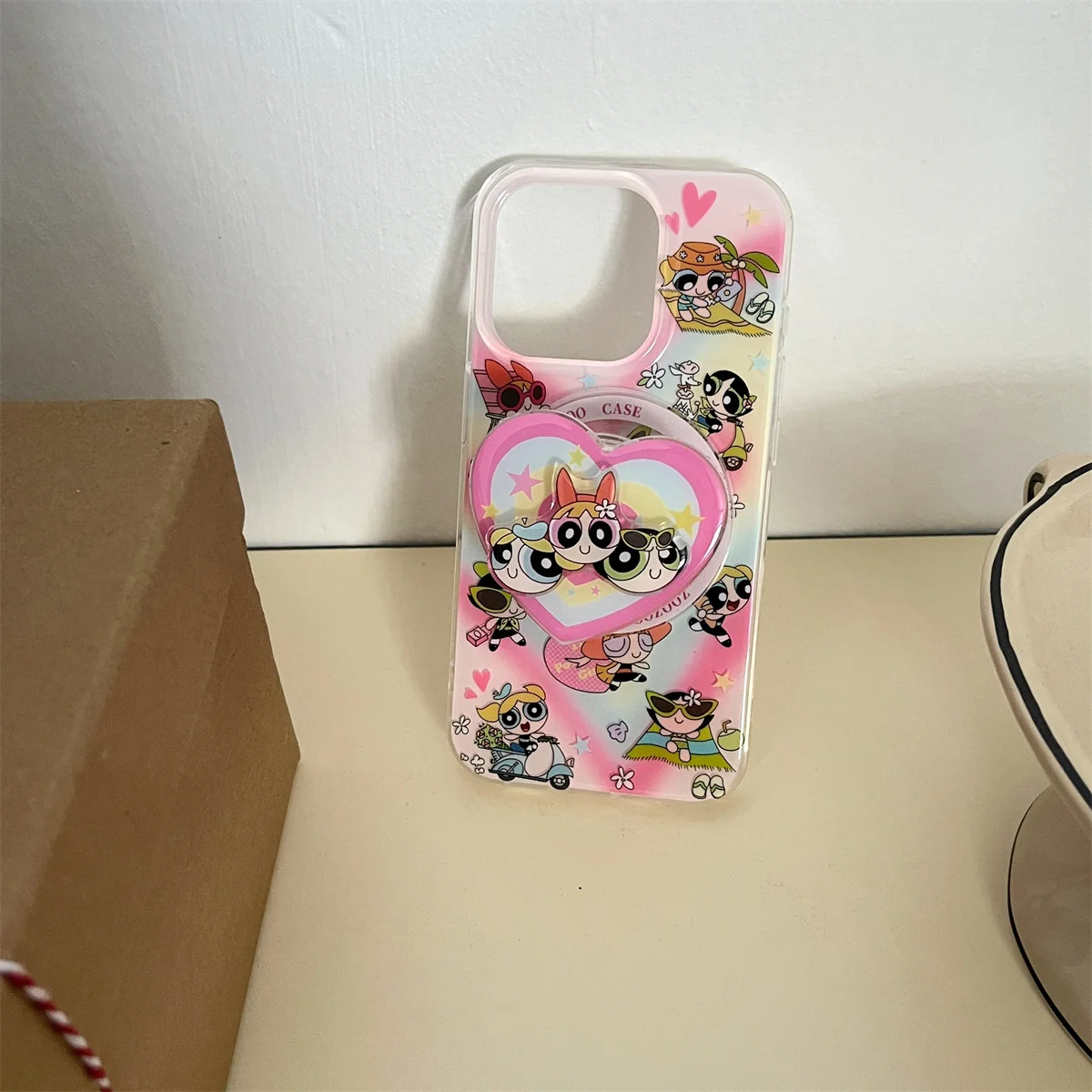 Custodia per iPhone 16 Custodia protettiva Custodia protettiva Nuova custodia per telefono con supporto per agitazione gatto rosa per iPhone 16 15 14 13 Pro Max
