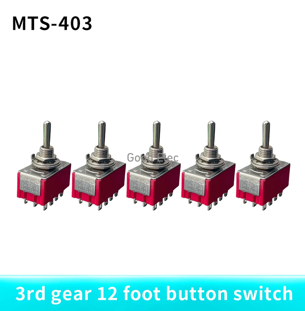 MTS-403 Red 4PDT ON-OFF-ON 12 pins Power Button 3 positions 2A/250VAC 6A 125VAC Rocker Toggle Switch