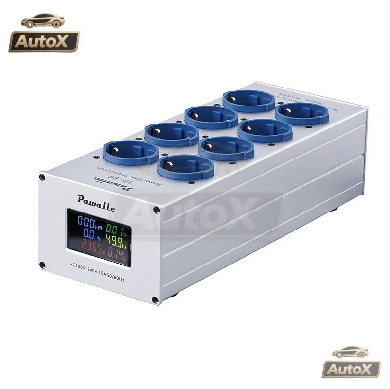 Auto X Pawalle tp80 tomada de filtro de energia redução de ruído função de exibição de tensão de proteção contra sobrecarga