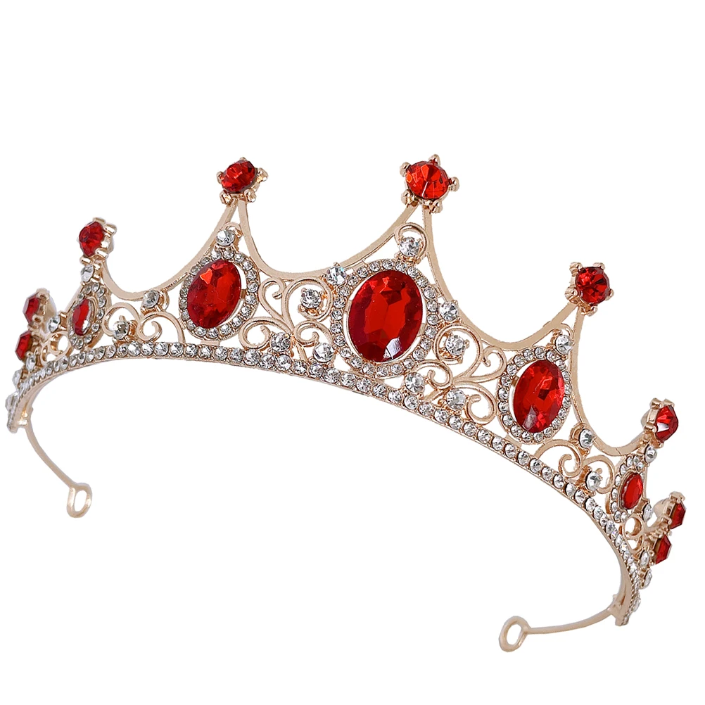 

Rhinestone Costume Crown Bridal Tiara Child Wedding Hair Accessories Vintage Headdress For Bride Banquet Performance Birthday