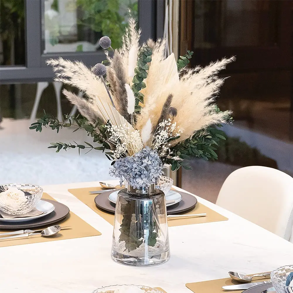 Natural Dried Flower Pampas Grass Bouquet | Boho Home Decor Bouquet | Dried Eucalyptus Floral Arrangement for Boho Wedding Decor