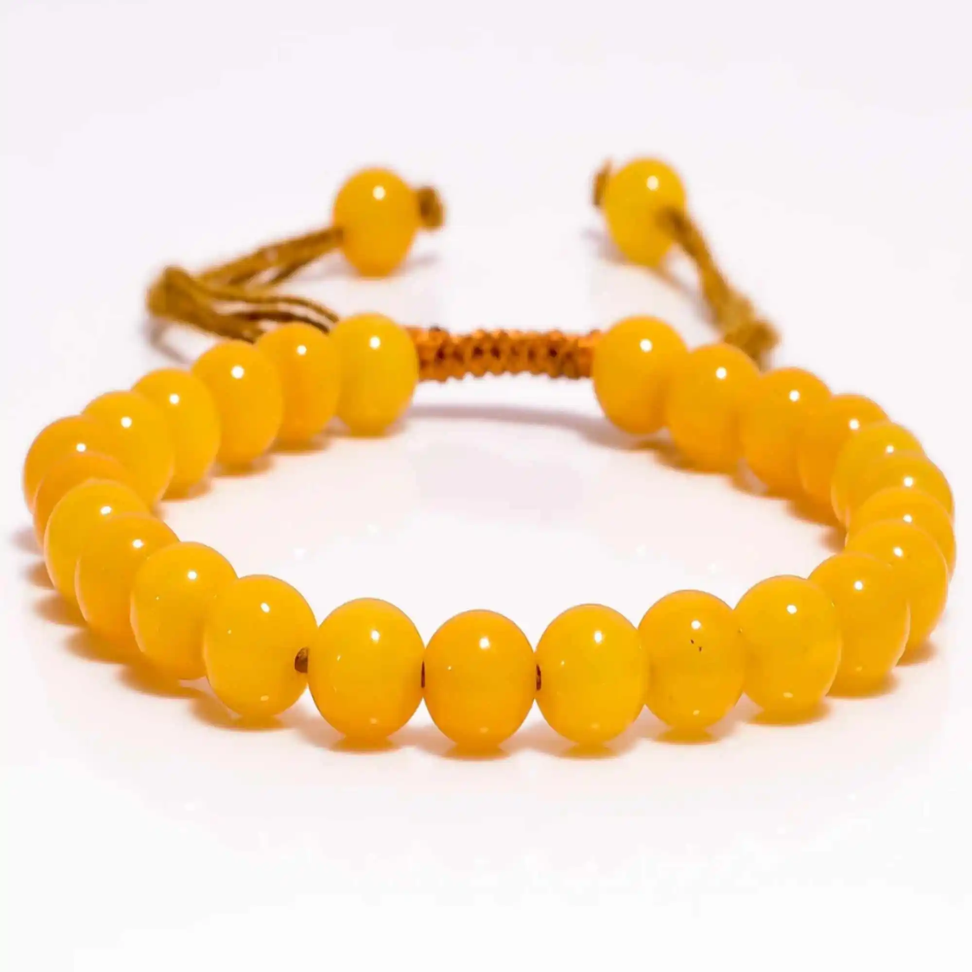 

6-8mm Natural Yellow Chalcedony Round Smooth beads Bracelet Bless Fancy Classic Seven Chakras Prayer Taseel Men