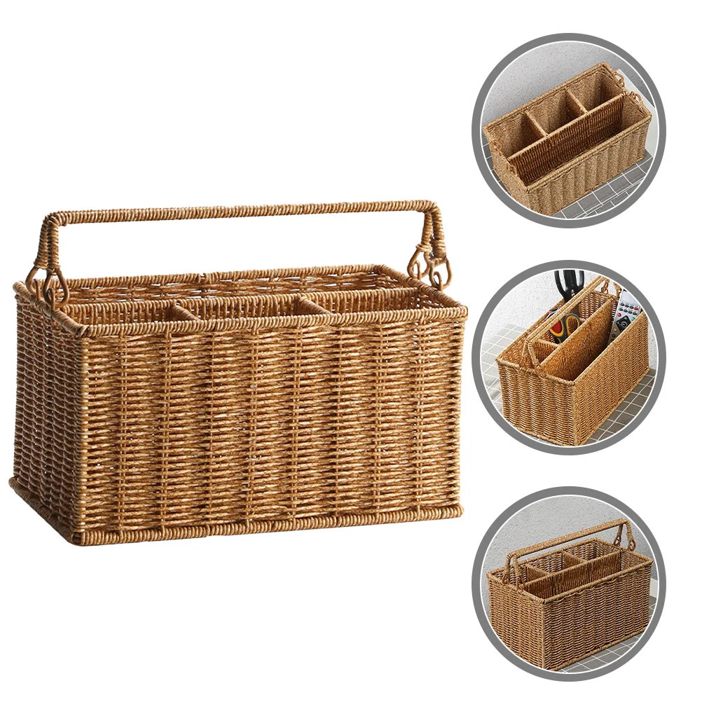 

Tool Basket Khaki Storage Practical Desktop Sundries Holder Make up Elegant Atmosphere Tidy Bin Pp Wrought Iron Viewable