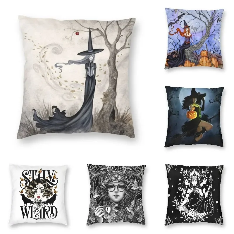 

cushion with centralized tree, home decoration, Nordic, Halloween, witch, mystery, reservation, clothing, pillowcase, 45x45cm