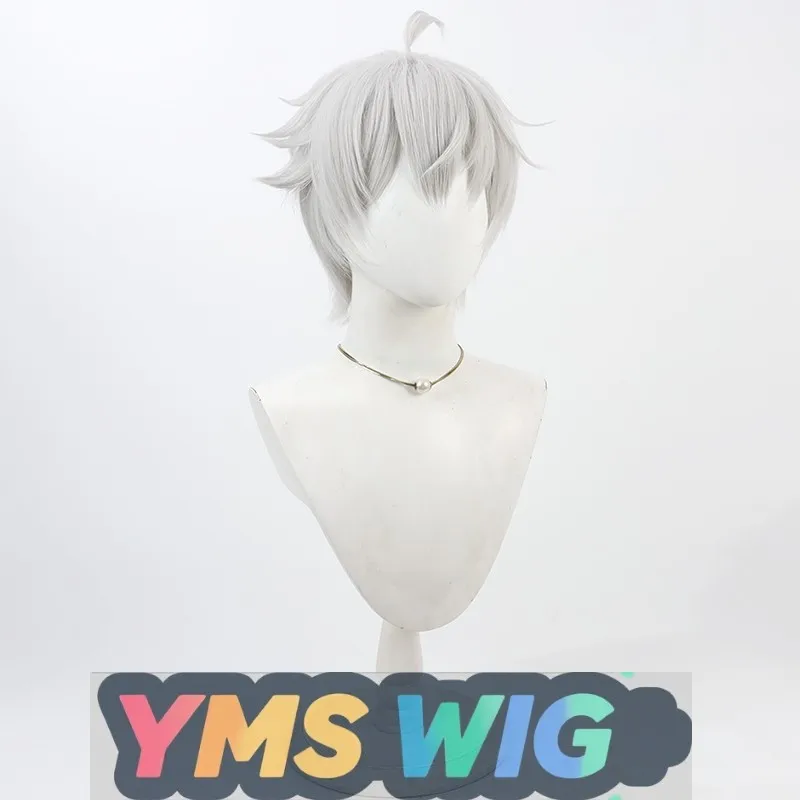 【YMS WIG】Virtual Idol Boy Group MANTA Xu Xiangning Cosplay Perücke mit silberweiß umgedrehtem Oberteil