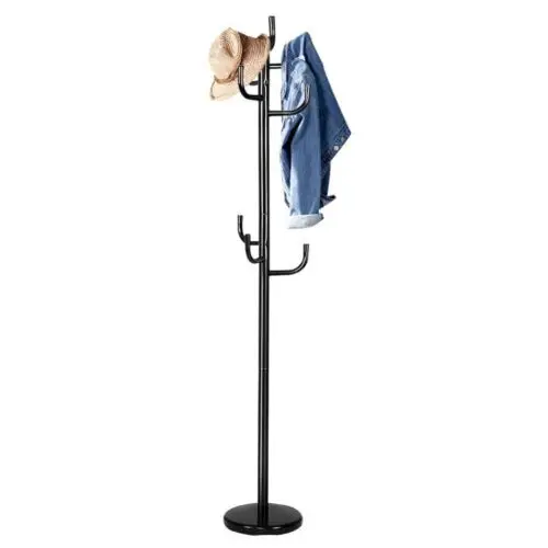 Giantex New Metal Coat Rack Hat Stand Tree Hanger Hall Umbrella Holder Hooks Black Coat Jacket Clothes Rack