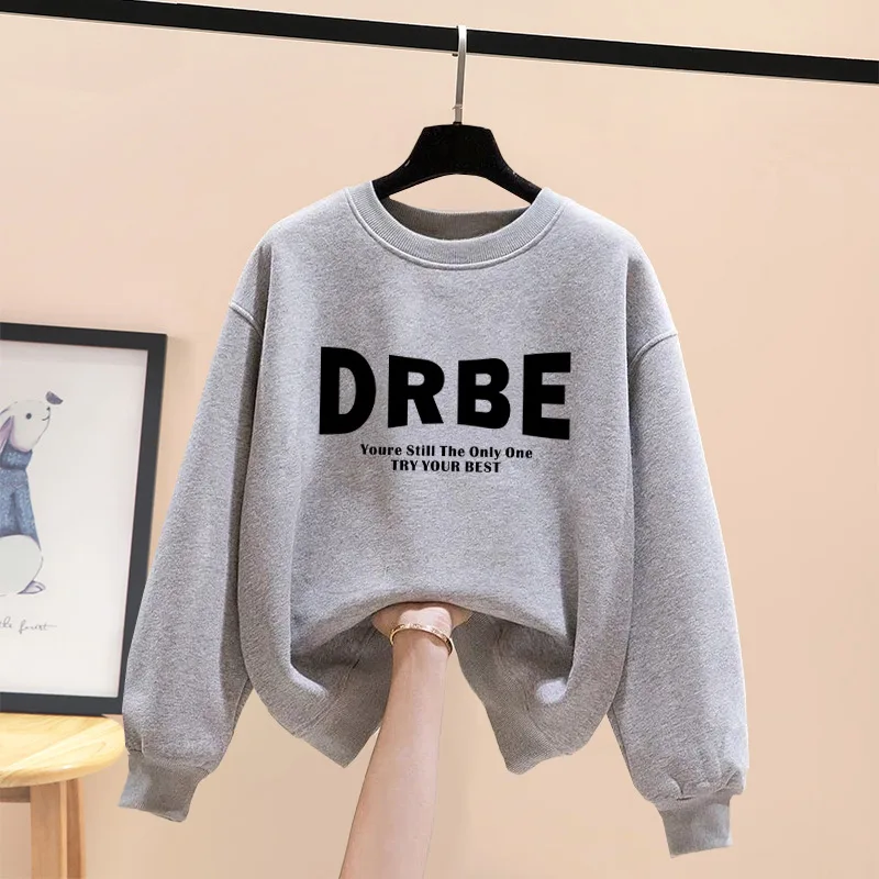 

Factory Direct Round Neck Long Sleeve Sweatshirt For Women, Spring, Autumn, Winter New Korean Version With Letters, Fleece