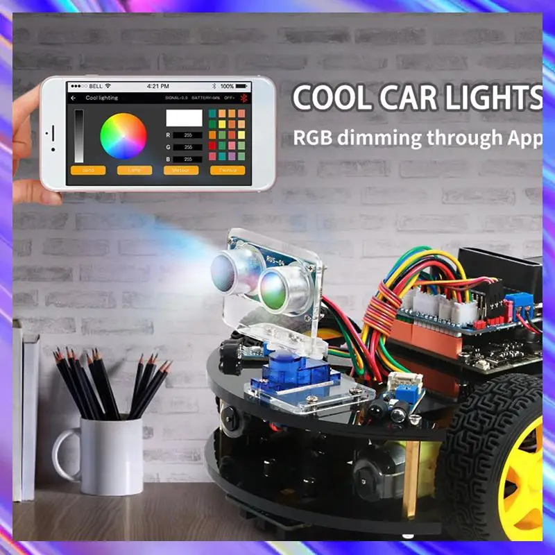 

M09K робот-автомобильное устройство для предотвращения препятствий, интеллектуальный робот, автомобильное устройство для измерения расстояния, устройство для предотвращения препятствий с цветной подсветкой RGB