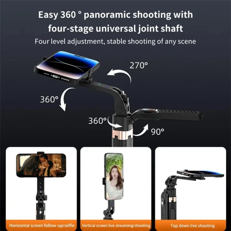 CL09 1.8m Handheld Selfie Stick 360 Degree Rotation AI Intelligent Tracking Gimbal Tripod 3 in 1 Gimbal Stabilizer Selfie Stand