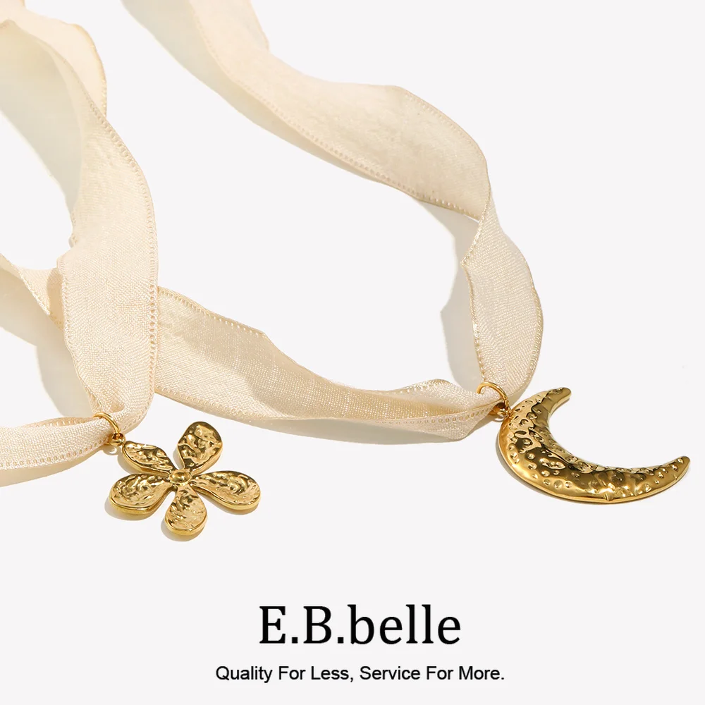 E.B.belle шифоновая ткань с кованым узором, подвеска в виде лунного цветка, ожерелье, свежий и элегантный стиль, подходит для ювелирных изделий для девочек