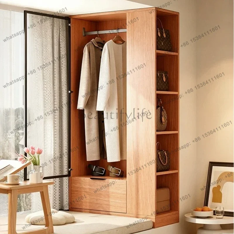 Factory Direct Wood Shelves Wardrobe Open Storage Bedroom Clothes Handbag Storage Rack Organizer Closet Cabinet Guarda Roupa Cas